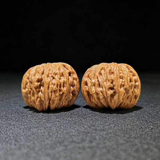 The "Ancient Millstone" (Mo Pan) Select Miniature Scholar Walnuts | 39.0mm x 38.0mm | Compact Shou Nian Format | MP-1108 - ThePatinaProject