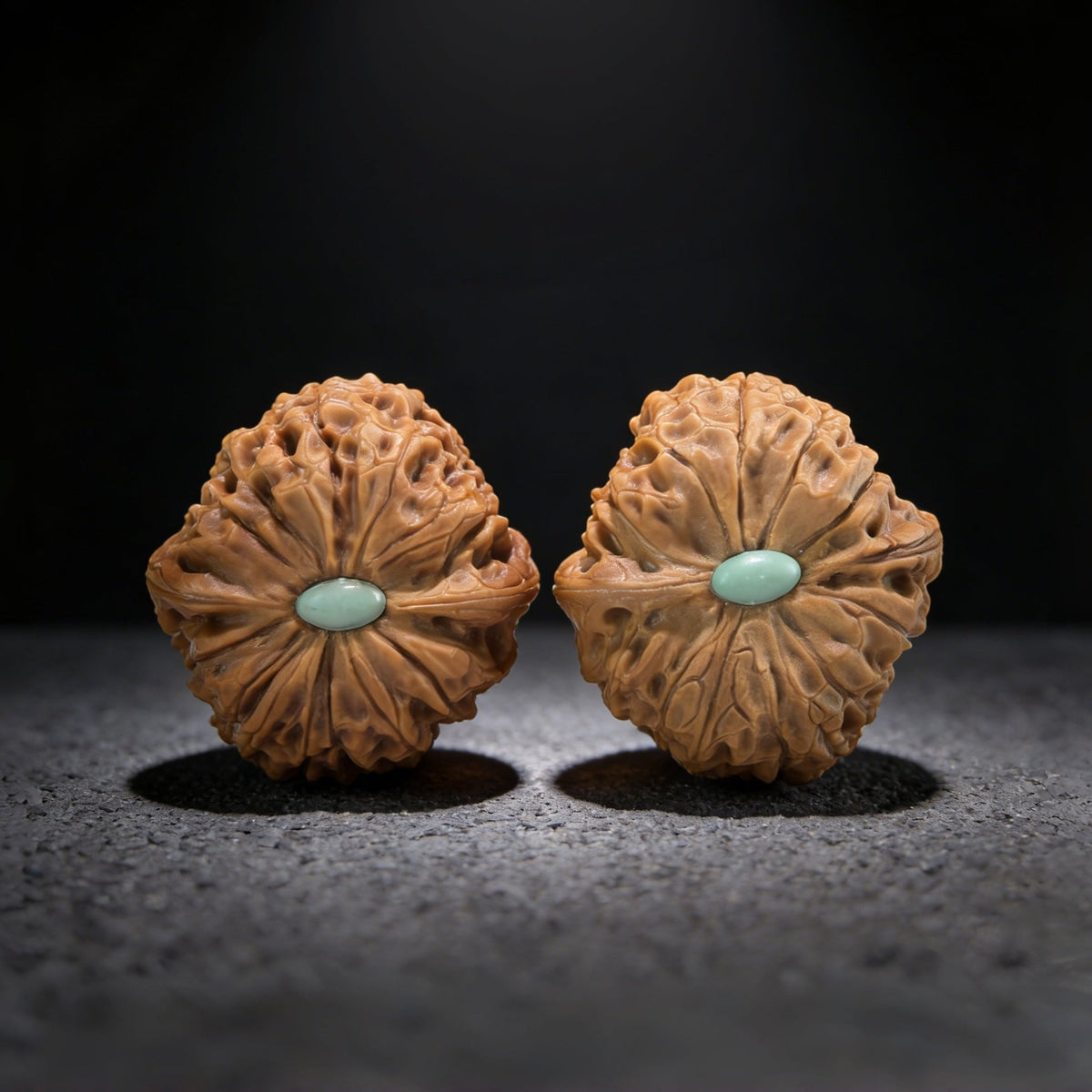 The Bespoke Turquoise-Inlaid "Apple Orchard" (Ping Guo Yuan) Pair | Museum Grade | 40.0mm x 40.0mm | MDXZ-01 - ThePatinaProject