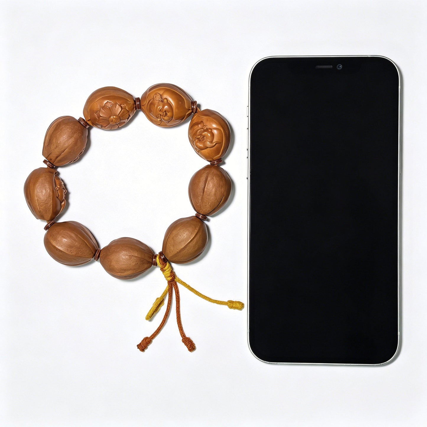 The "Eight Directions of Wealth" (Ba Fang Lai Cai) Master-Carved Olive Pit Bracelet | 9-Bead Crystal Pit Series | GLHSC-001H - ThePatinaProject