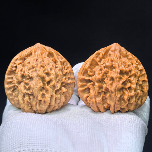 The "Imperial Kylin Pattern" (Qilin Wen) Premium Concave Peach-Heart Pair | 50.0mm x 43.0mm | QLW-1303C - ThePatinaProject