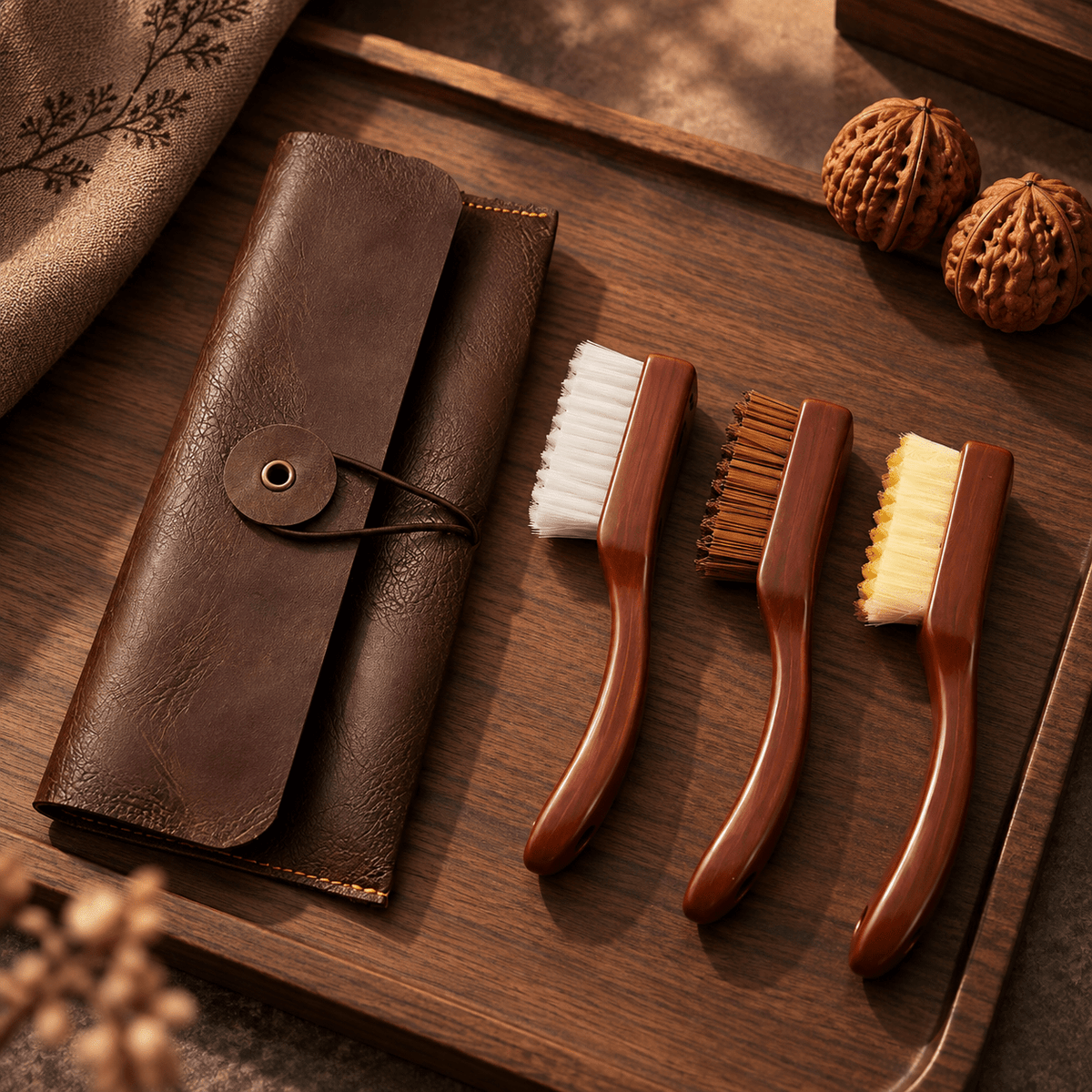 The "Patina Artisan" Kit | Genuine Leather Pouch + 3-Stage Brush System - ThePatinaProject