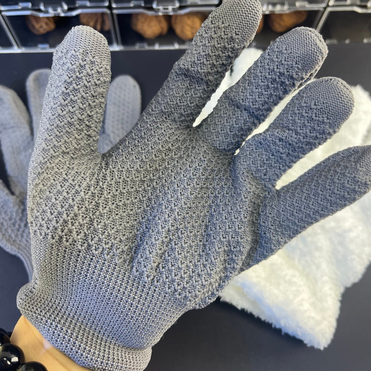 The Patina Care Duo: 2-Stage Walnut Polishing Glove Set (Clean & Shine) - ThePatinaProject