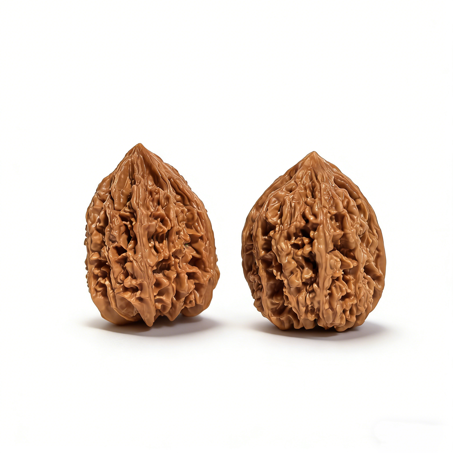 Walnut hand exercisers featuring Nine Dragon Sinews high-relief dragon bone texture, 35mm collector’s pair by The Patina Project.