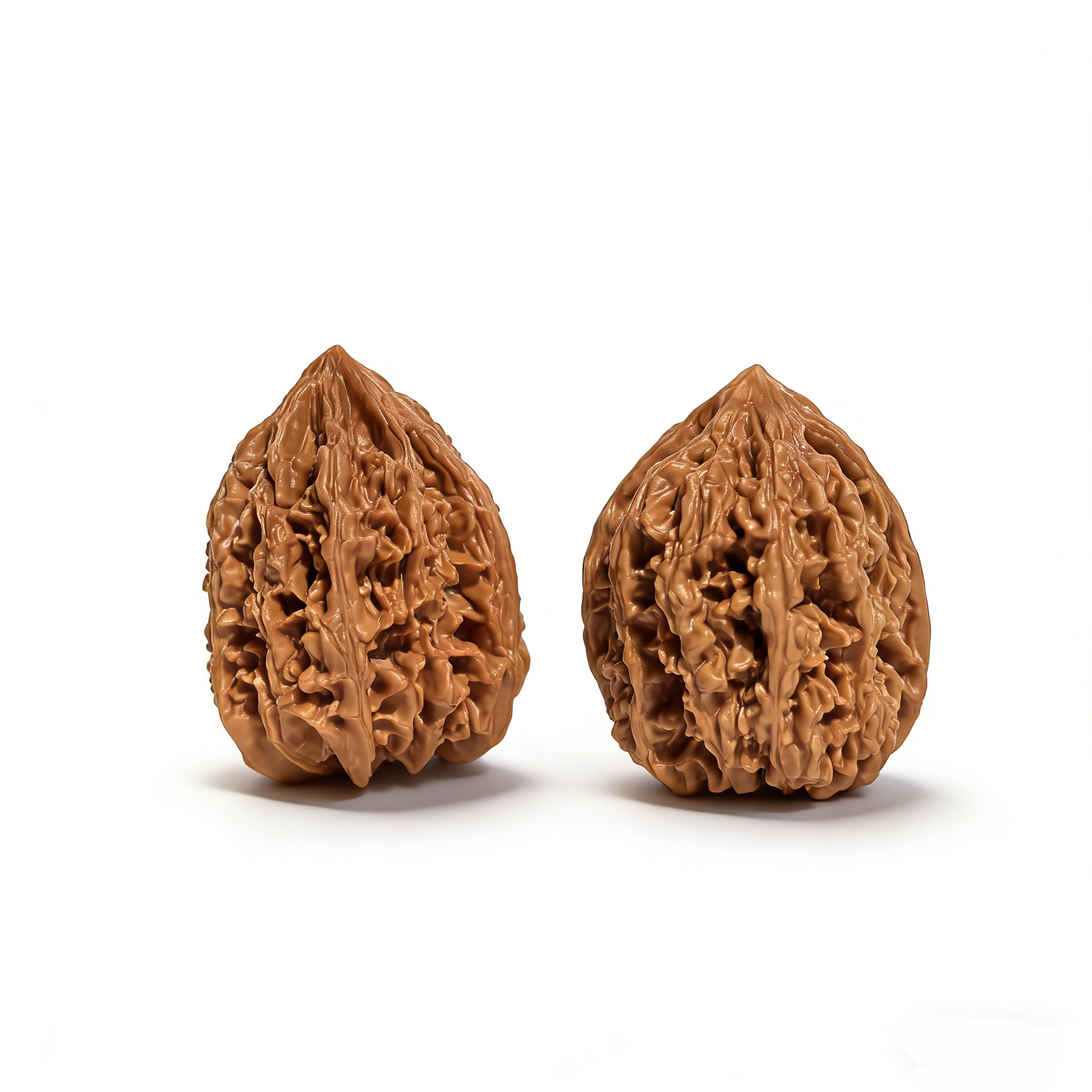 Walnut hand exercisers featuring Nine Dragon Sinews high-relief dragon bone texture, 35mm collector’s pair by The Patina Project.