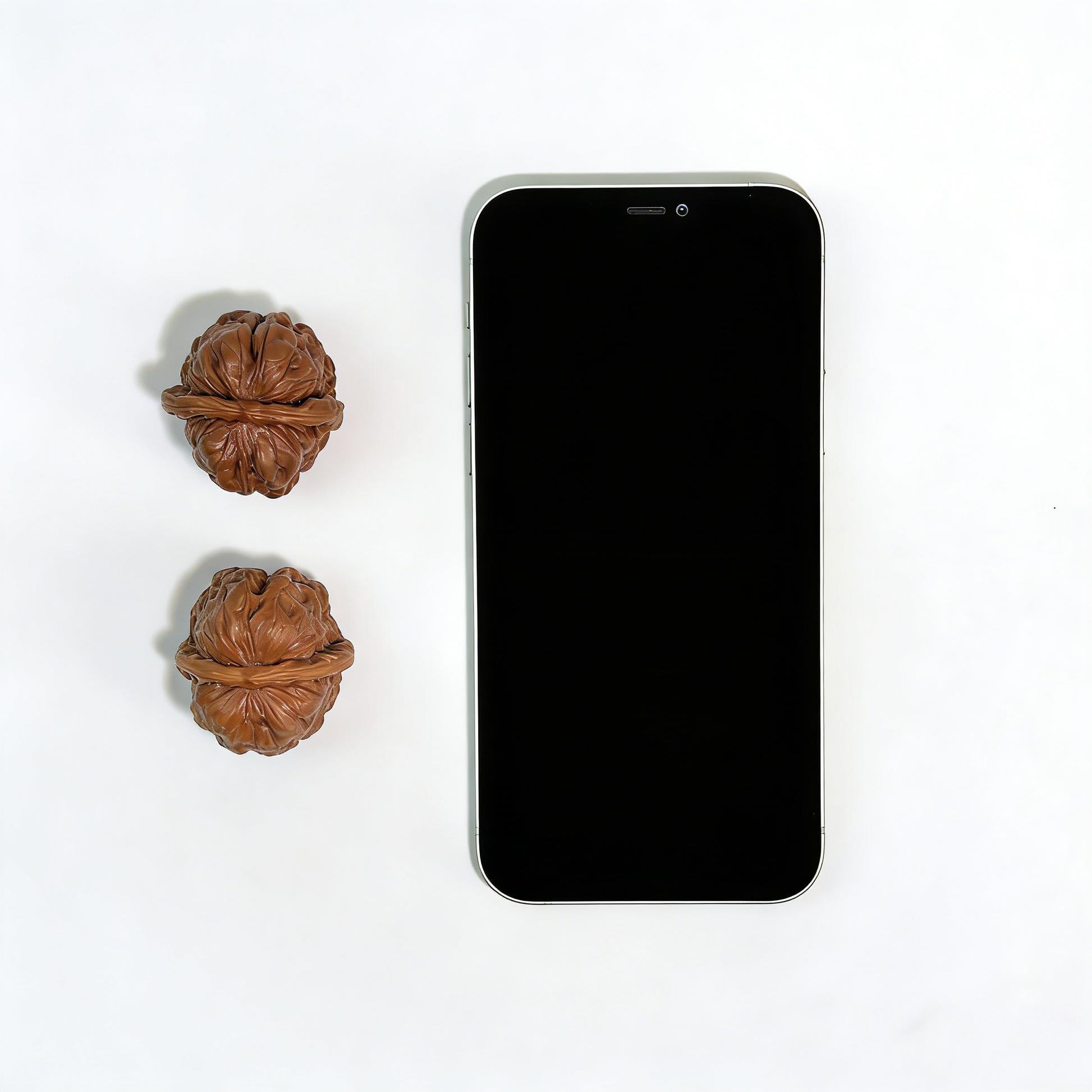 Walnut hand exerciser from The Patina Project featuring the "Toad Head" low-profile architecture, 36mm collector's pair.