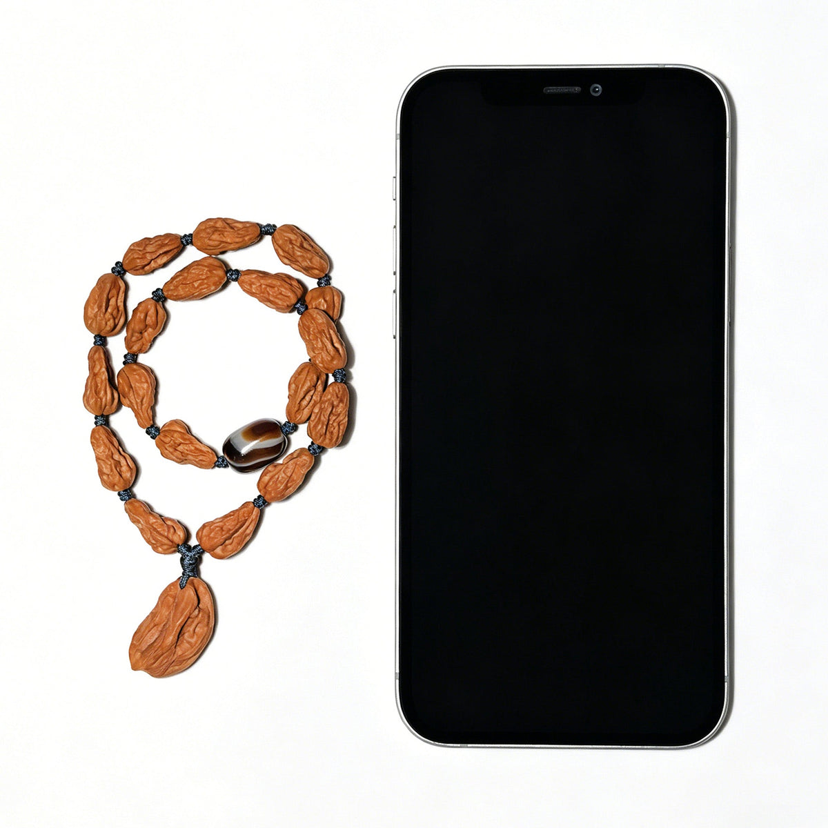 The "Songshan Sunflower Seed" (Gua Zi) Meditative Hand-Strand | 18-Piece Set with Agate Accent | SSGZ-1201E - ThePatinaProject
