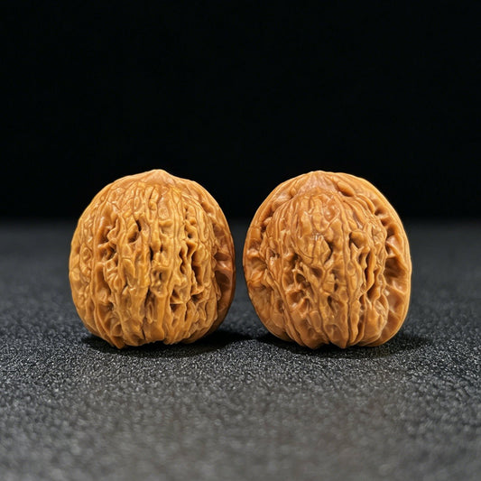 The "Starry-Sky Concave Peach-Heart" (Tao Xin Ao Di Man Tian Xing) Miniature Finger-Twirling Pair | 32.0mm x 31.0mm | TXADMTX-1003 - ThePatinaProject