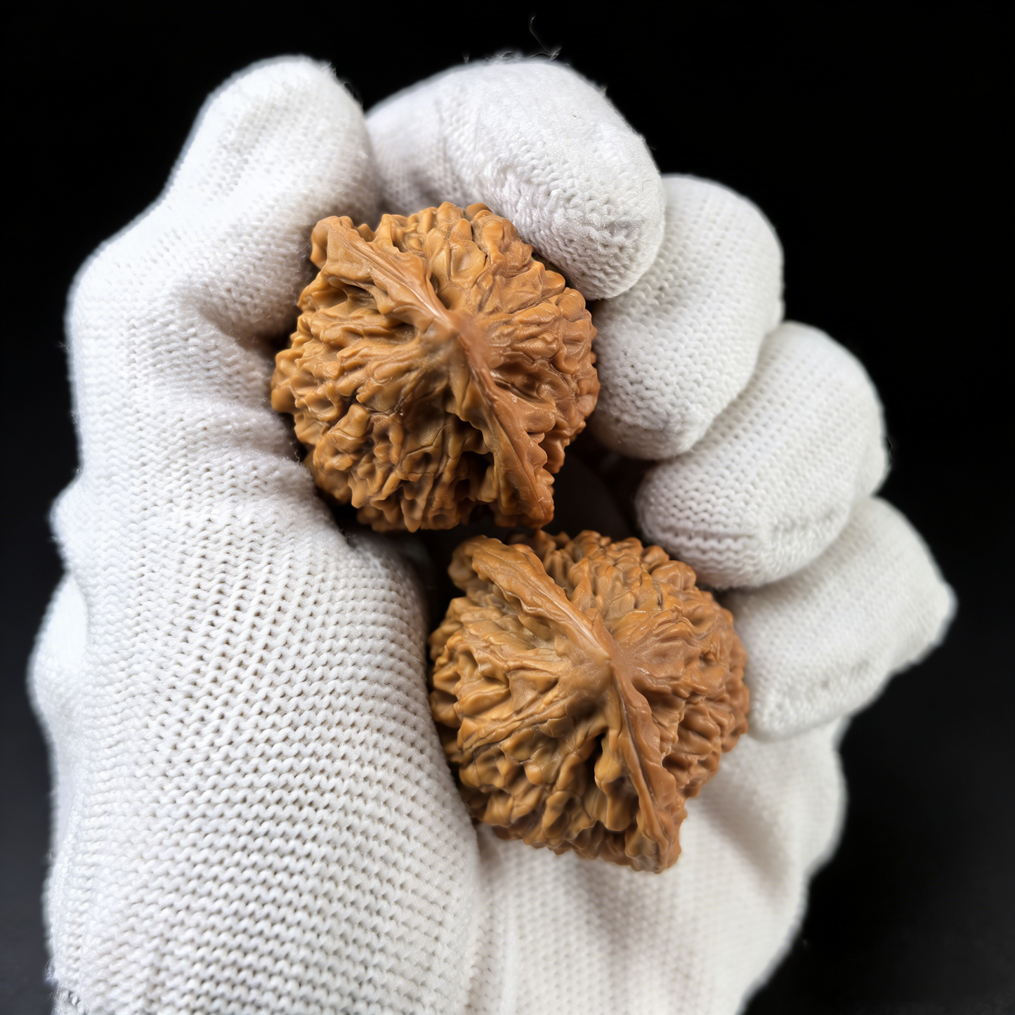 Walnut hand exercisers by ThePatinaProject, Imperial Mini-Guanmao official’s hat collector’s edition, high-oil symmetrical pair, 35mm size