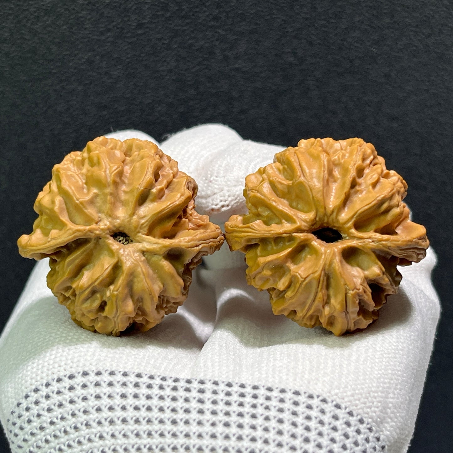 Walnut hand exerciser called the Apple Round by ThePatinaProject, 38mm x 37mm, featuring smooth wooden texture and ergonomic design.