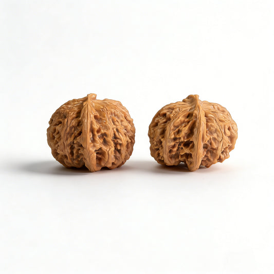 Walnut hand exercisers named Apple Round by ThePatinaProject, 43mm diameter, set of two for grip strength and finger exercise.