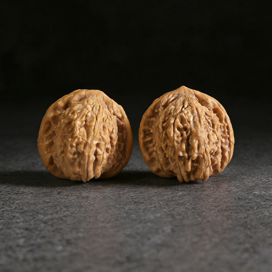 Walnut hand exerciser from ThePatinaProject, "Big Red Robe" Da Hong Pao pair, 37mm x 35mm, for grip strength and stress relief