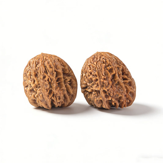 Walnut hand exerciser called Blizzard (Bao Xue) by ThePatinaProject, 38mm x 41mm, featuring Tian Can mutation design.