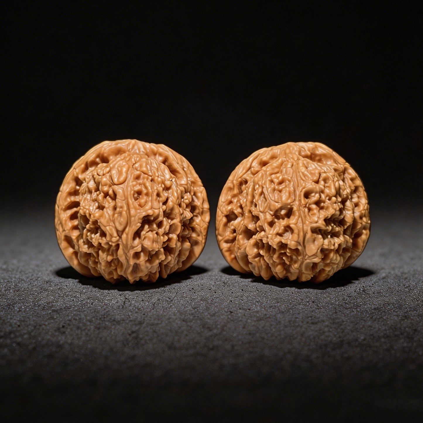 Walnut hand exercisers by ThePatinaProject, perfectly balanced NJS-1001C pair, 45mm size, boutique grade for grip strength training.