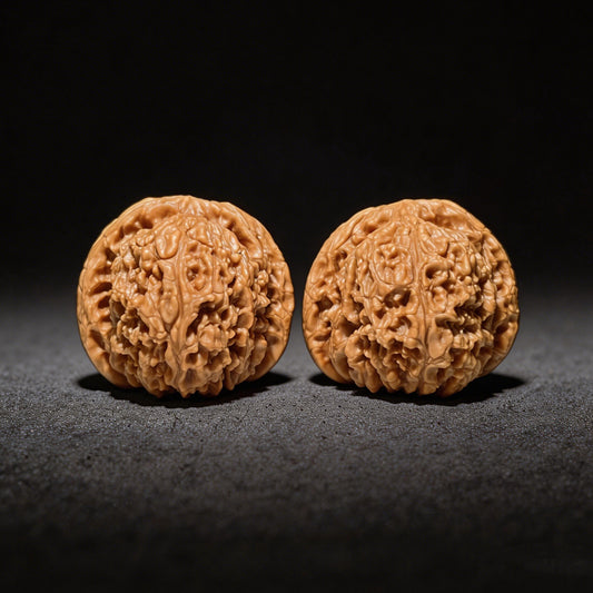 Walnut hand exercisers by ThePatinaProject, perfectly balanced NJS-1001C pair, 45mm size, boutique grade for grip strength training.