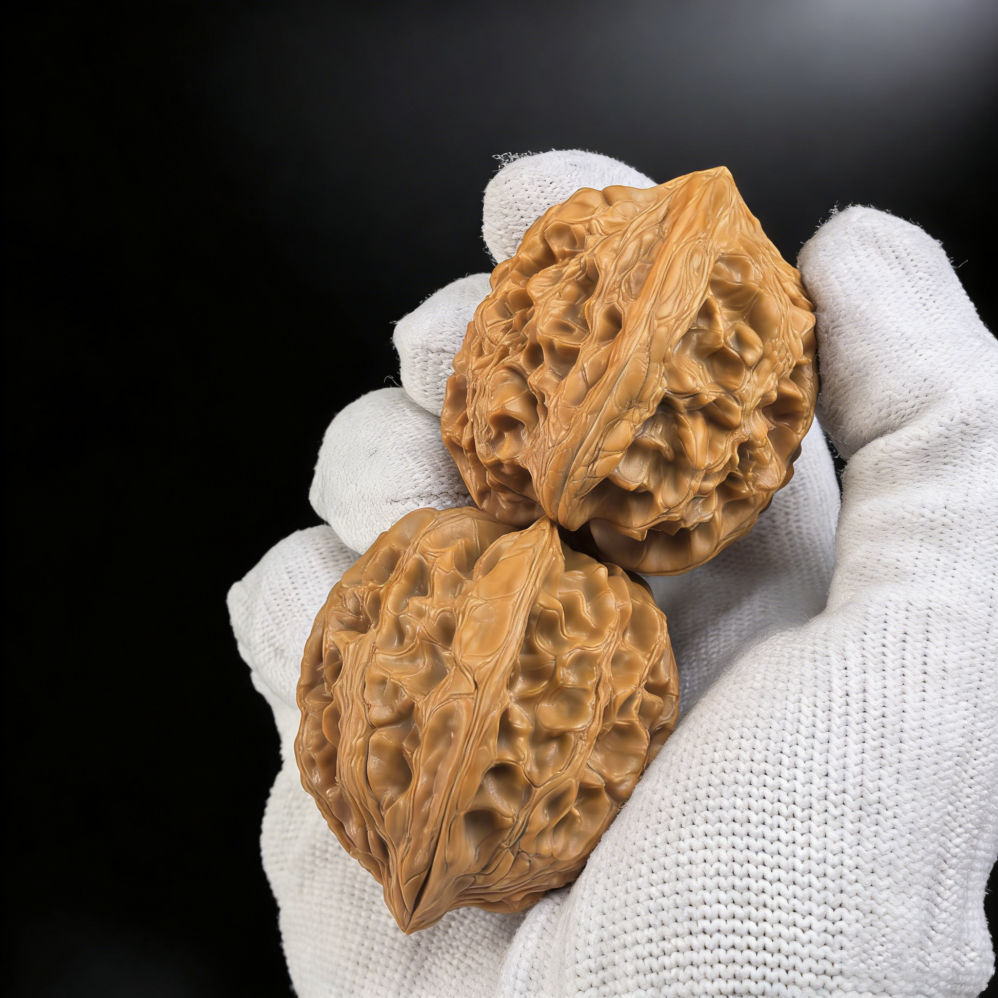 Pair of Walnut Hand Exercisers "Da Gu Shi" by ThePatinaProject, large 41.1mm stone hand grips for strength training.