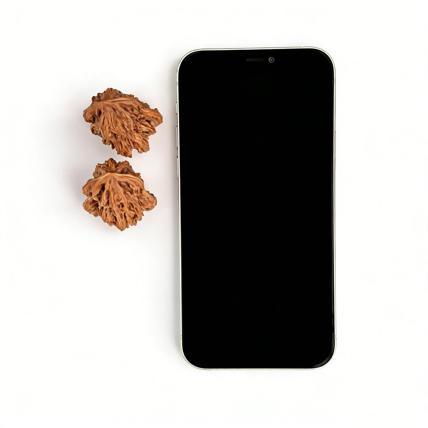 Pair of Walnut Hand Exercisers "Double Gourd" (Hulu) 29mm from ThePatinaProject, showing smooth wooden finish and ergonomic shape.