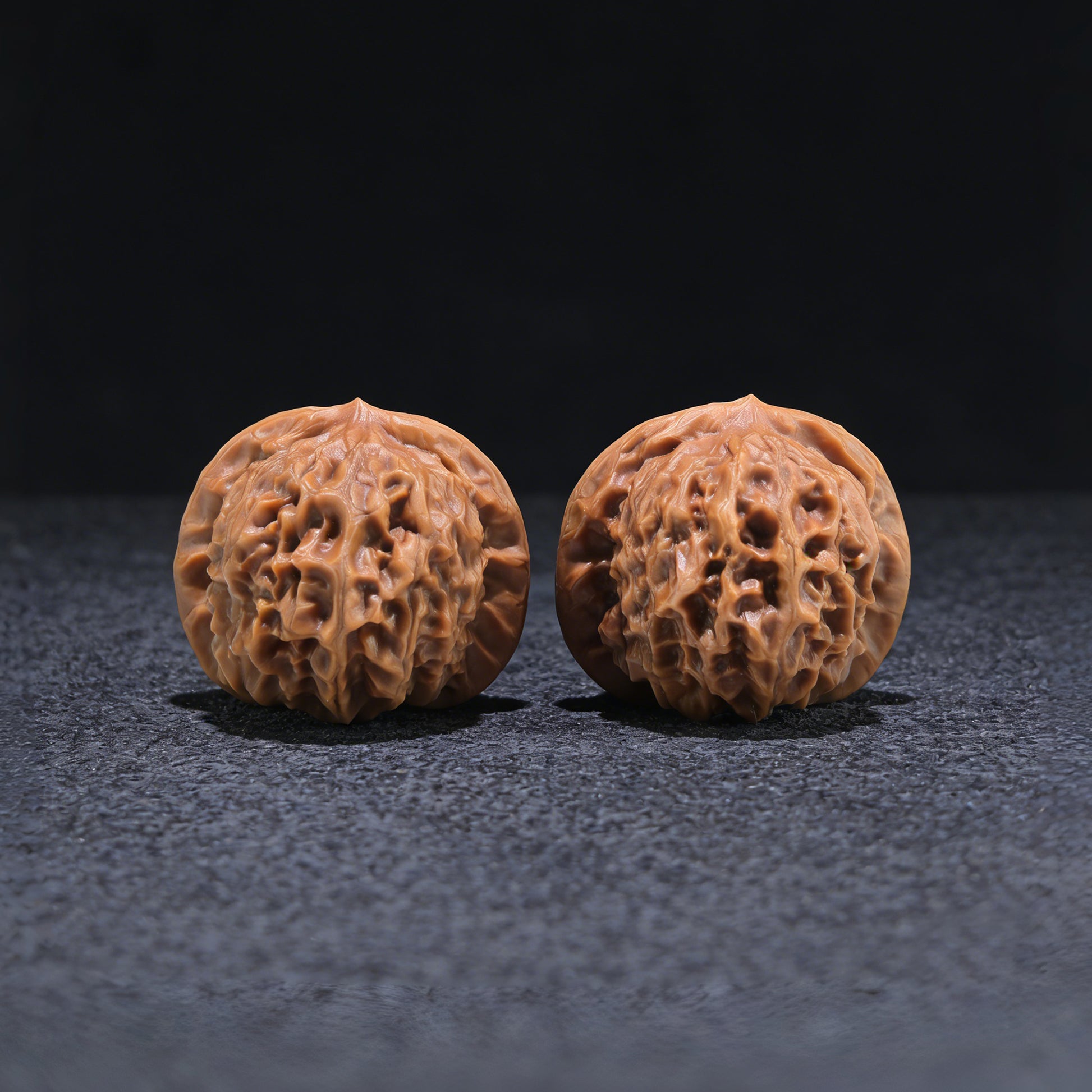 Walnut hand exerciser from ThePatinaProject, featuring a porcelain doll design, boutique grade, 38mm x 35mm size, CWW-704 model.