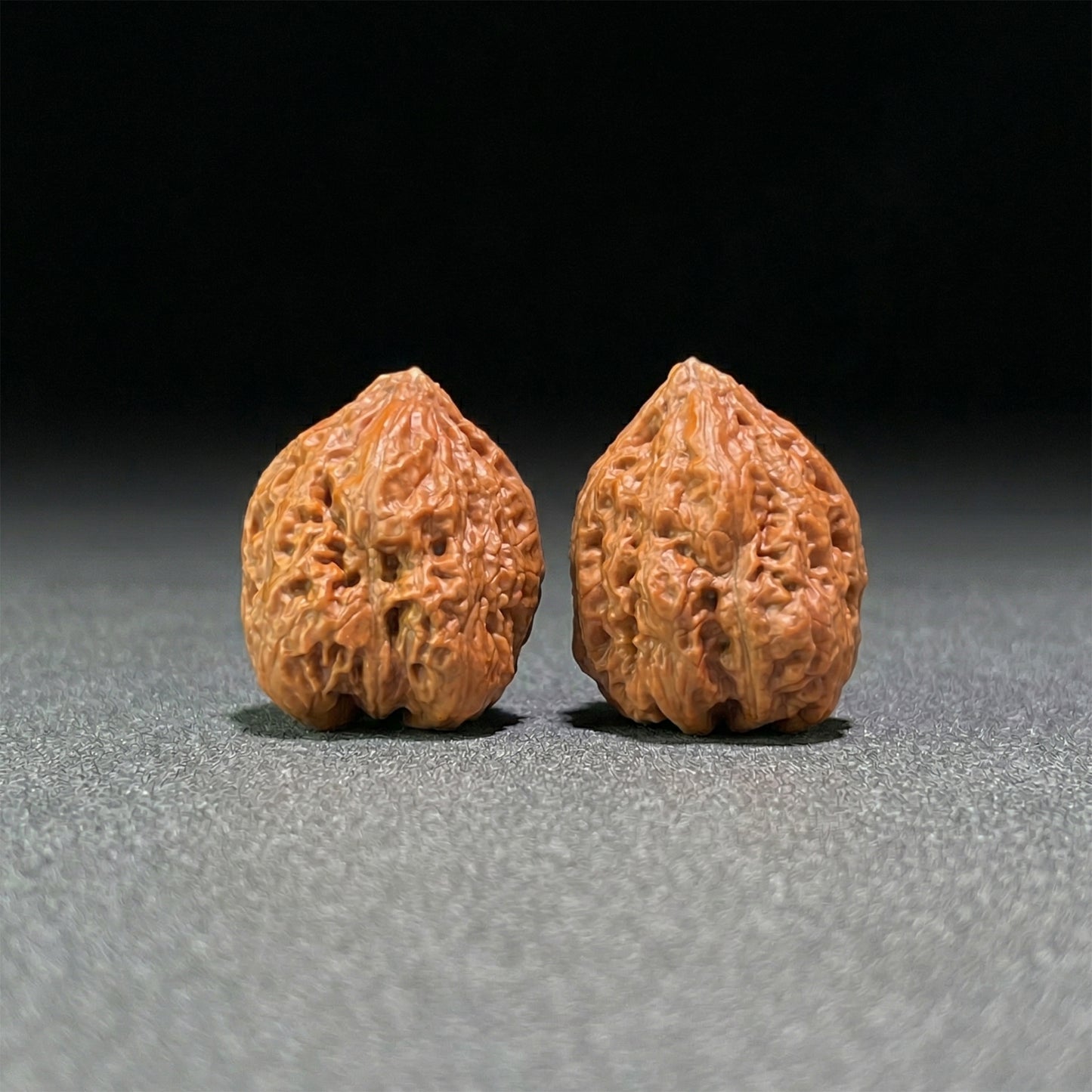 Four-faced frog walnut hand exerciser by ThePatinaProject, 26mm mini pair with intricate carved details and smooth finish.
