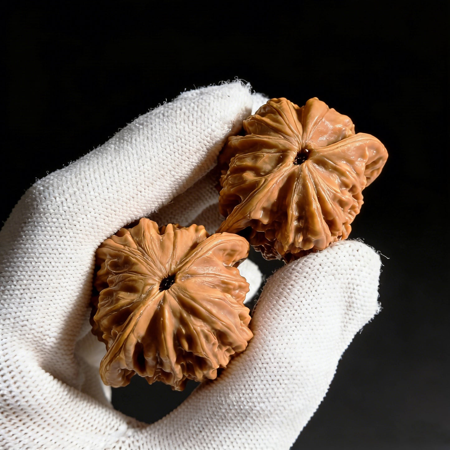 Walnut hand exerciser pair from ThePatinaProject, compact 37mm x 32mm GZM-02 Gentleman's Hat design for grip strength.