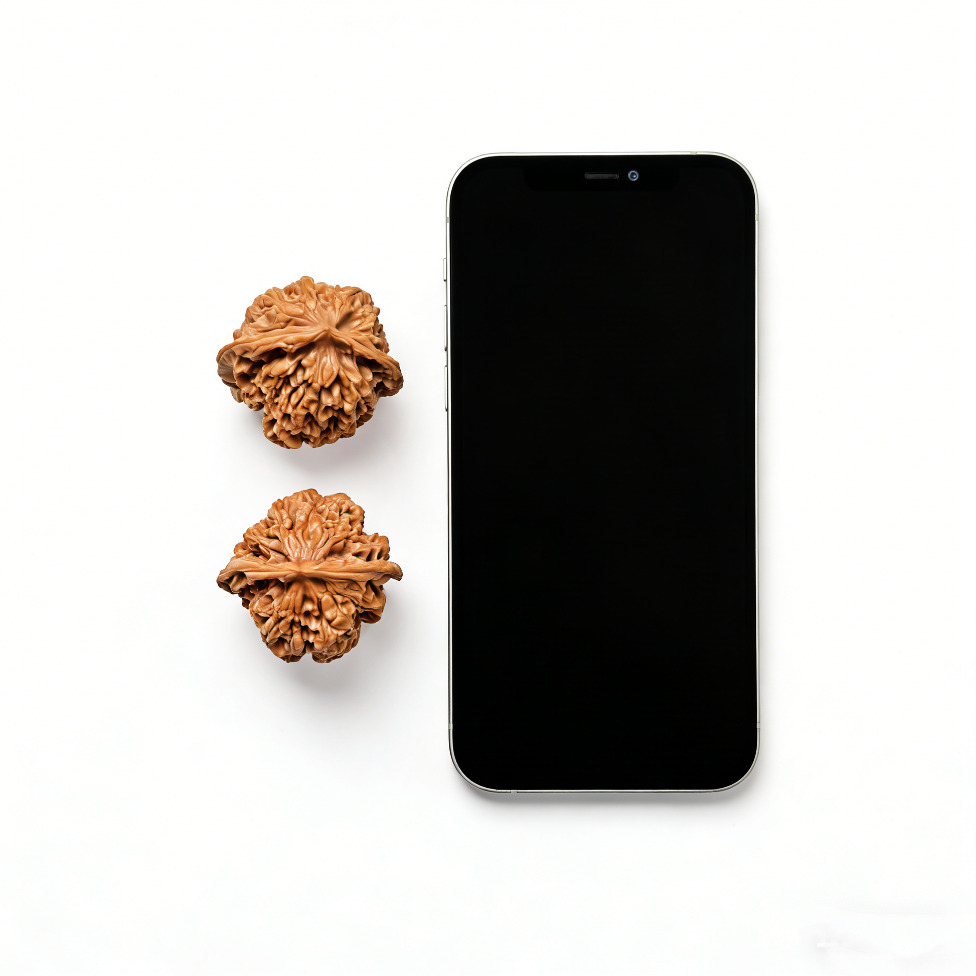 Walnut hand exercisers with ridged design and broad base, part of ThePatinaProject Imperial Official’s Hat collector’s pair.