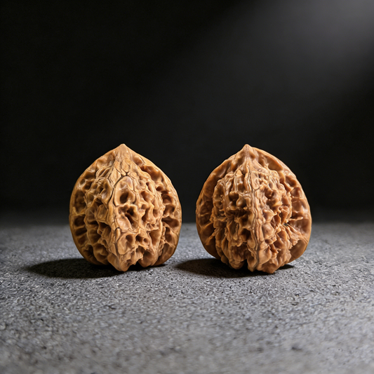 White Snake Valley Walnut Hand Exerciser pair from ThePatinaProject, 36mm size, featuring smooth, polished walnut wood handles.