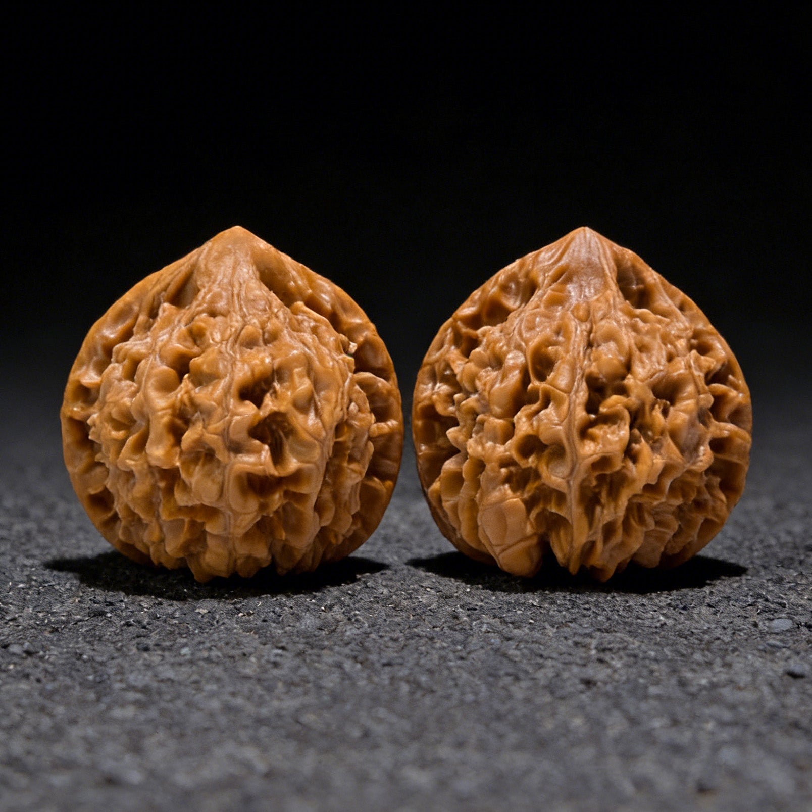 Walnut hand exerciser with the Majestic "Official’s Hat" design by ThePatinaProject, boutique grade, measuring 49x44mm.
