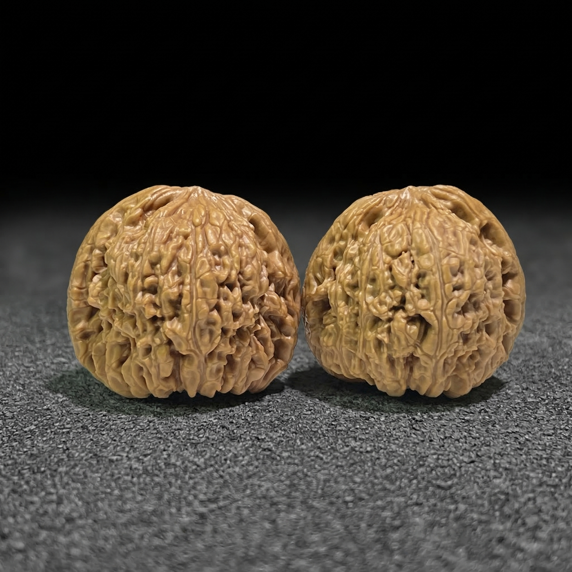 Walnut hand exerciser from ThePatinaProject, 37mm x 36mm, NJS-407, with textured walnut surface for grip and hand strength training.
