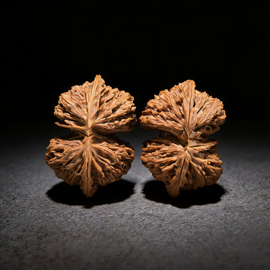 NJS "Conjoined Twin" walnut hand exercisers from ThePatinaProject, premium collection, 54mm x 38mm, NJS-851S grade.