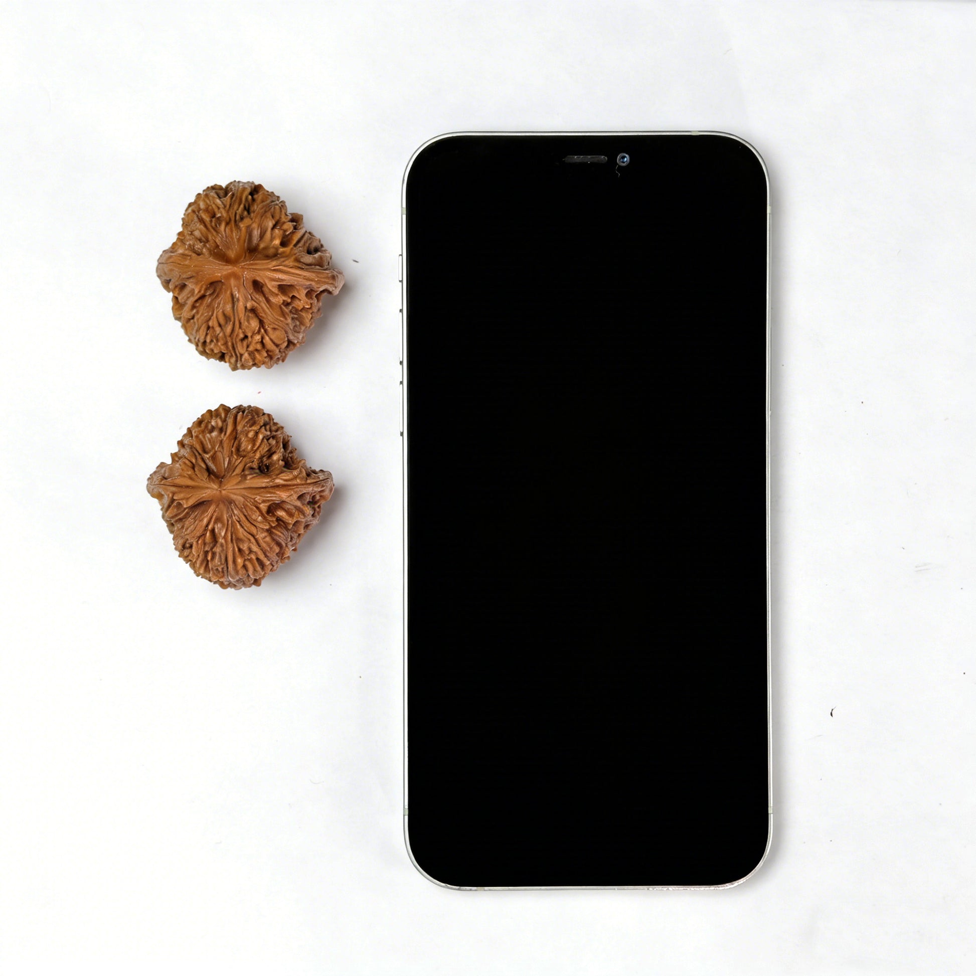 ThePatinaProject Old Tree Red Skin Nan Jiang Shi Walnut Hand Exerciser pair, 35mm x 35mm, showing textured red bark finish.