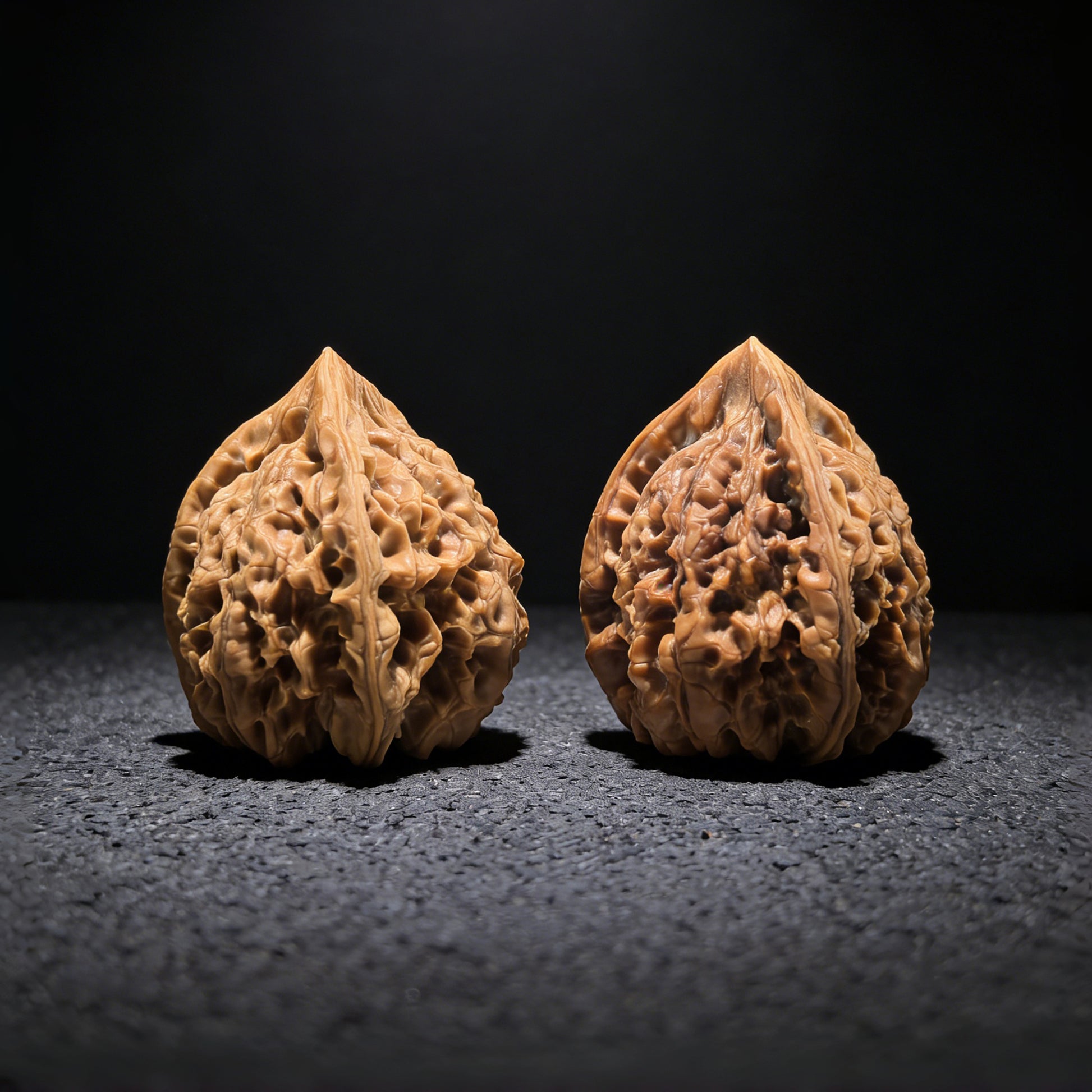 Walnut hand exerciser from ThePatinaProject, triangle shape, 38mm x 38mm x 49mm, collector's pair, DGMSN-02E model.