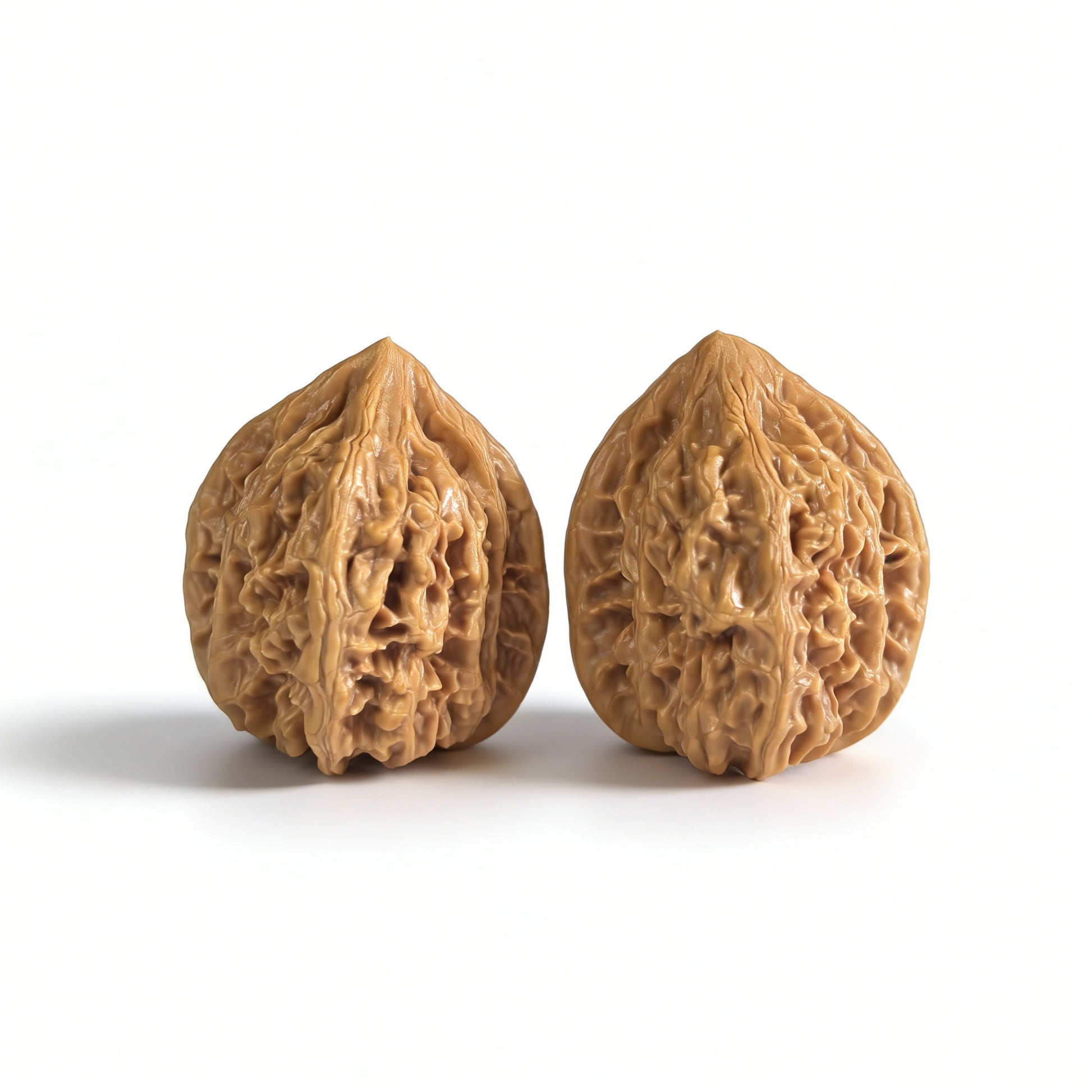 Pair of Walnut Hand Exercisers from ThePatinaProject, Seven Mountains (Qishan) model, 35mm size, with smooth wooden finish.