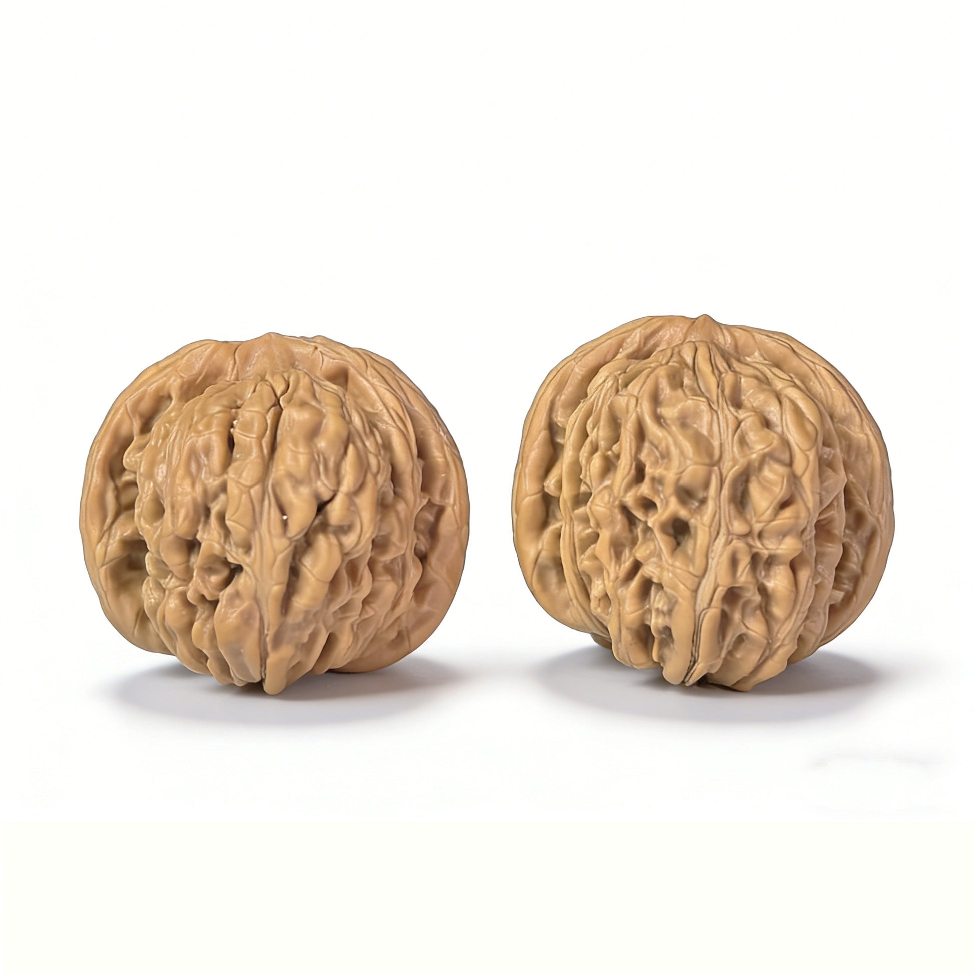 Pair of Walnut hand exercisers with lion head design from ThePatinaProject, 36mm size, perfect for grip strengthening and hand therapy.