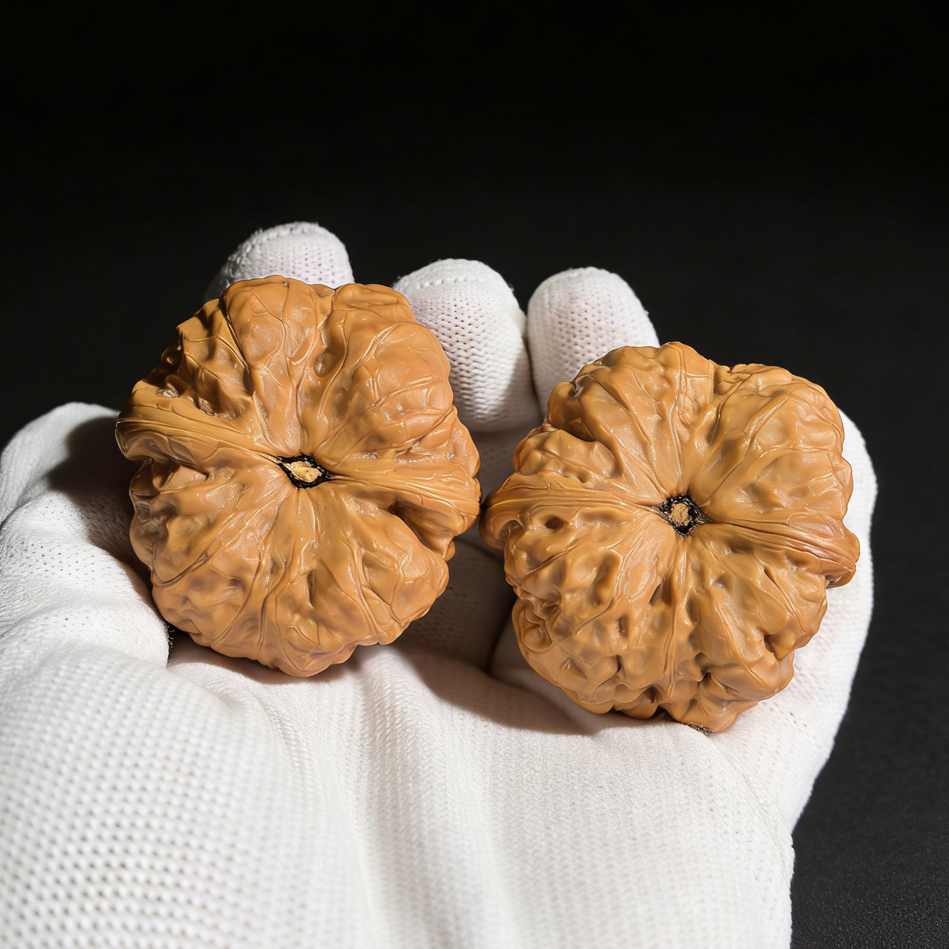 ThePatinaProject Toad Head walnut hand exercisers pair, collector grade, 43mm x 42mm, featuring detailed Toad Head design.