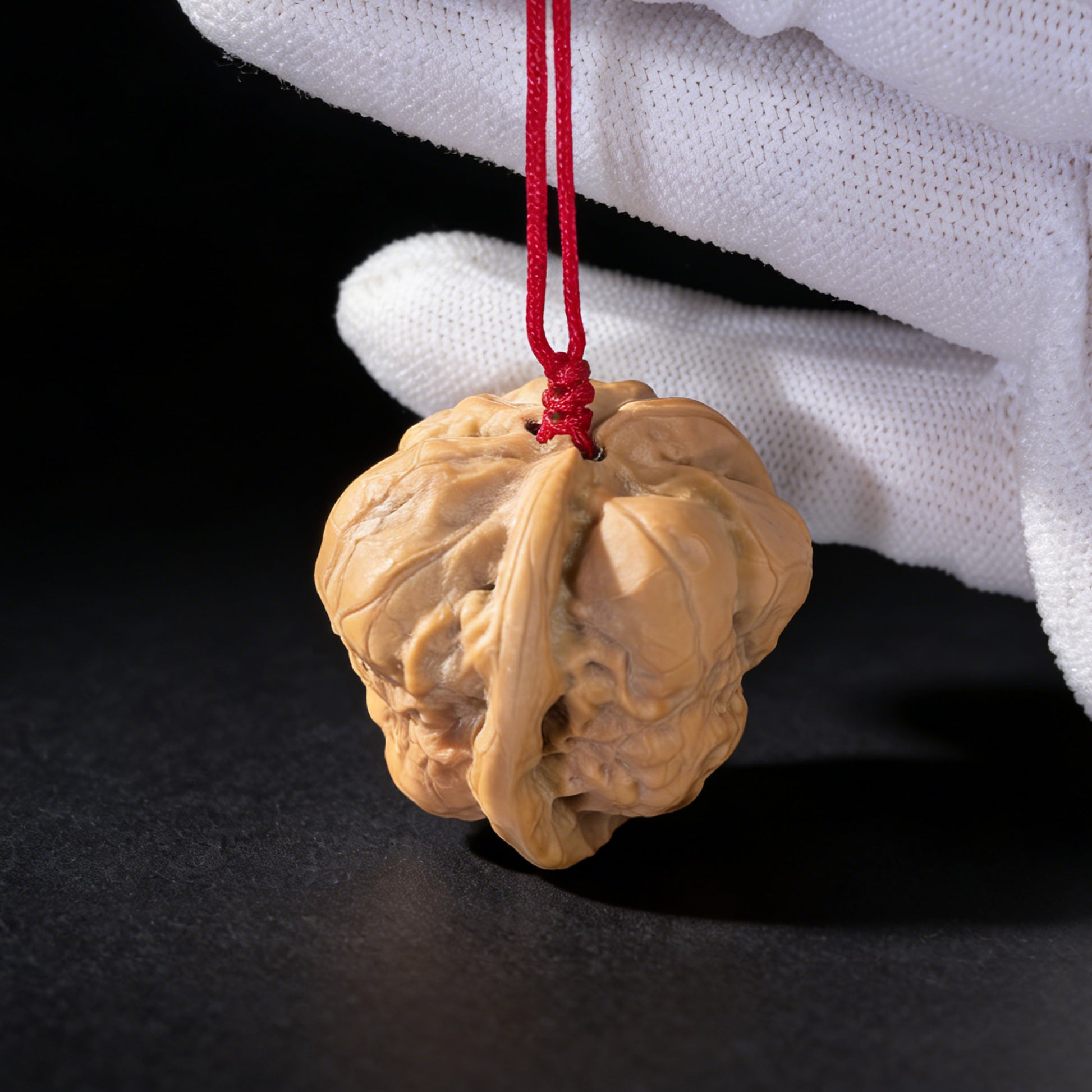 Walnut Toad Head pendant by ThePatinaProject, natural sculptural form, hand-drilled craftsmanship, 32mm accessory, unique wooden design