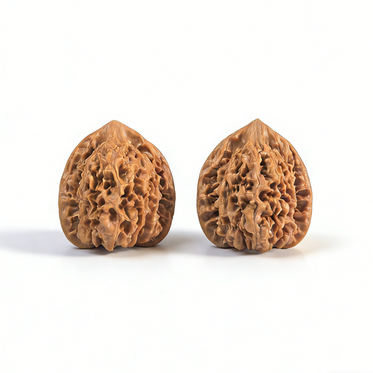 Walnut hand exerciser pair from ThePatinaProject, 47mm Wang Yong Da Guan Mao official’s hat design for grip strength training