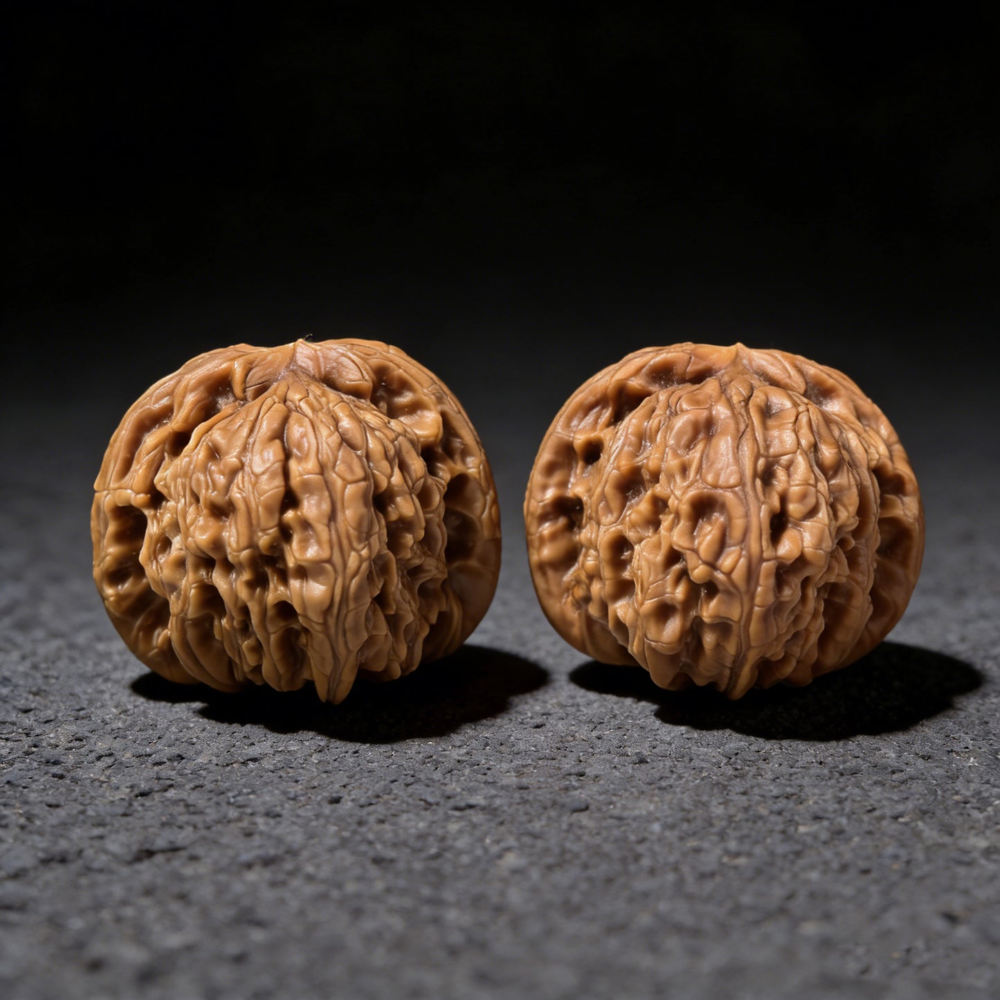 White Lion Bai Shi Zi walnut hand exerciser pair, 37mm x 36mm, from ThePatinaProject, featuring smooth wooden surface with natural grain.