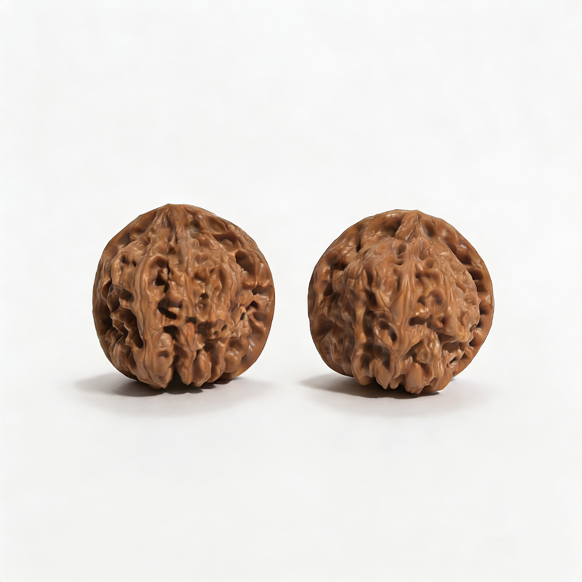 Pair of ThePatinaProject Wild Donkey-Roll walnut hand exercisers with natural textured surface, 41mm collector’s size, designed for hand strength.