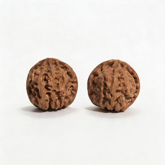 Pair of ThePatinaProject Wild Donkey-Roll walnut hand exercisers with natural textured surface, 41mm collector’s size, designed for hand strength.