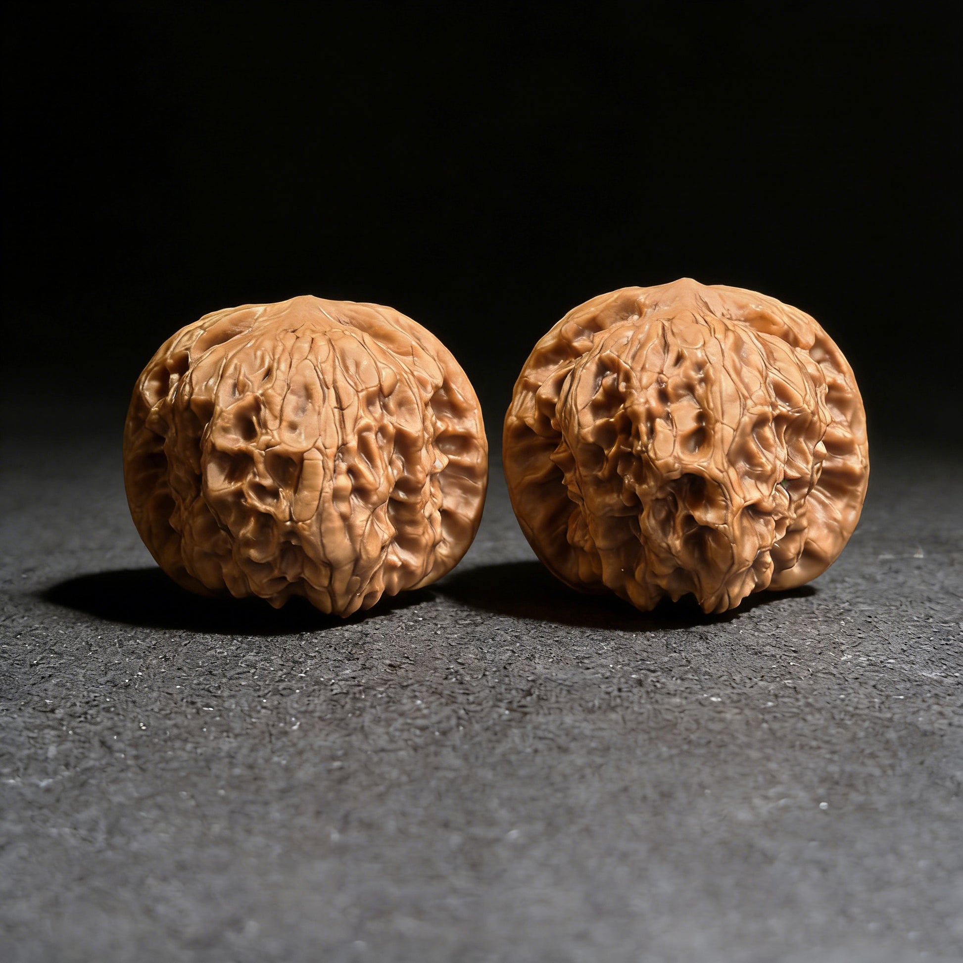 Pair of Walnut Hand Exercisers titled "Wild Wolf" by ThePatinaProject, measuring 40mm x 38mm, YL-01 model.