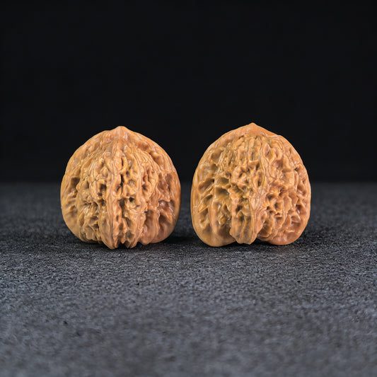 Pair of Xia Yun Ling Walnut Hand Exercisers with lion head design, 36mm size, from ThePatinaProject.