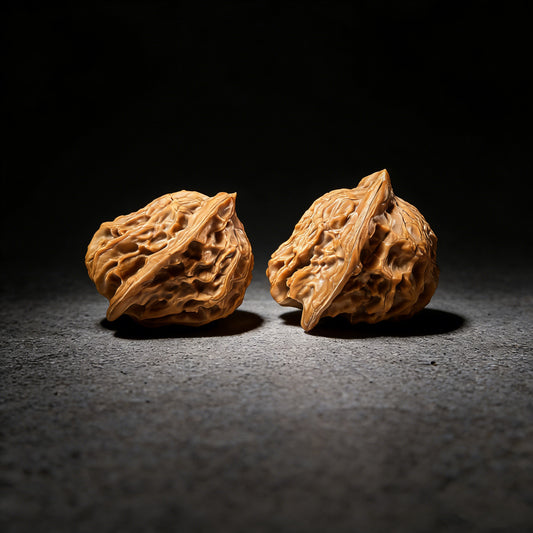 Pair of Xiao Niao Walnut Hand Exercisers from ThePatinaProject, 32mm, featuring smooth wood finish and ergonomic design.