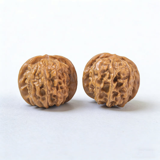 Pair of Xinglong Shaozi walnut hand exercisers, 35mm, from ThePatinaProject, showing textured wooden surfaces for grip and hand strengthening.