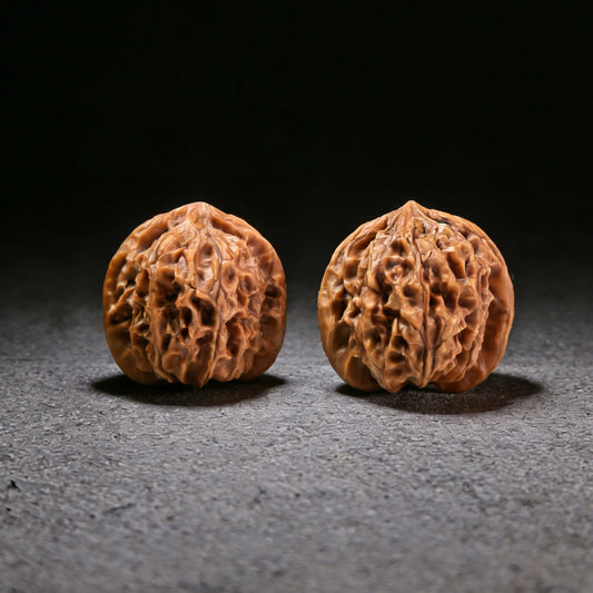 Walnut hand exercisers by ThePatinaProject, 32mm size, "Ye Sheng" Wild Growth pair, textured wooden grip for hand strengthening.