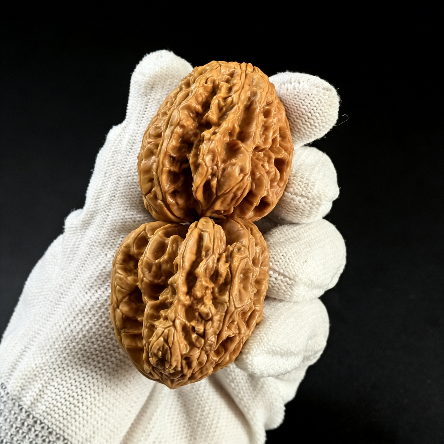 Unique Bao Xue Snowstorm Walnut Hand Exerciser with intricate fractal texture, designed for grip and tactile stimulation.