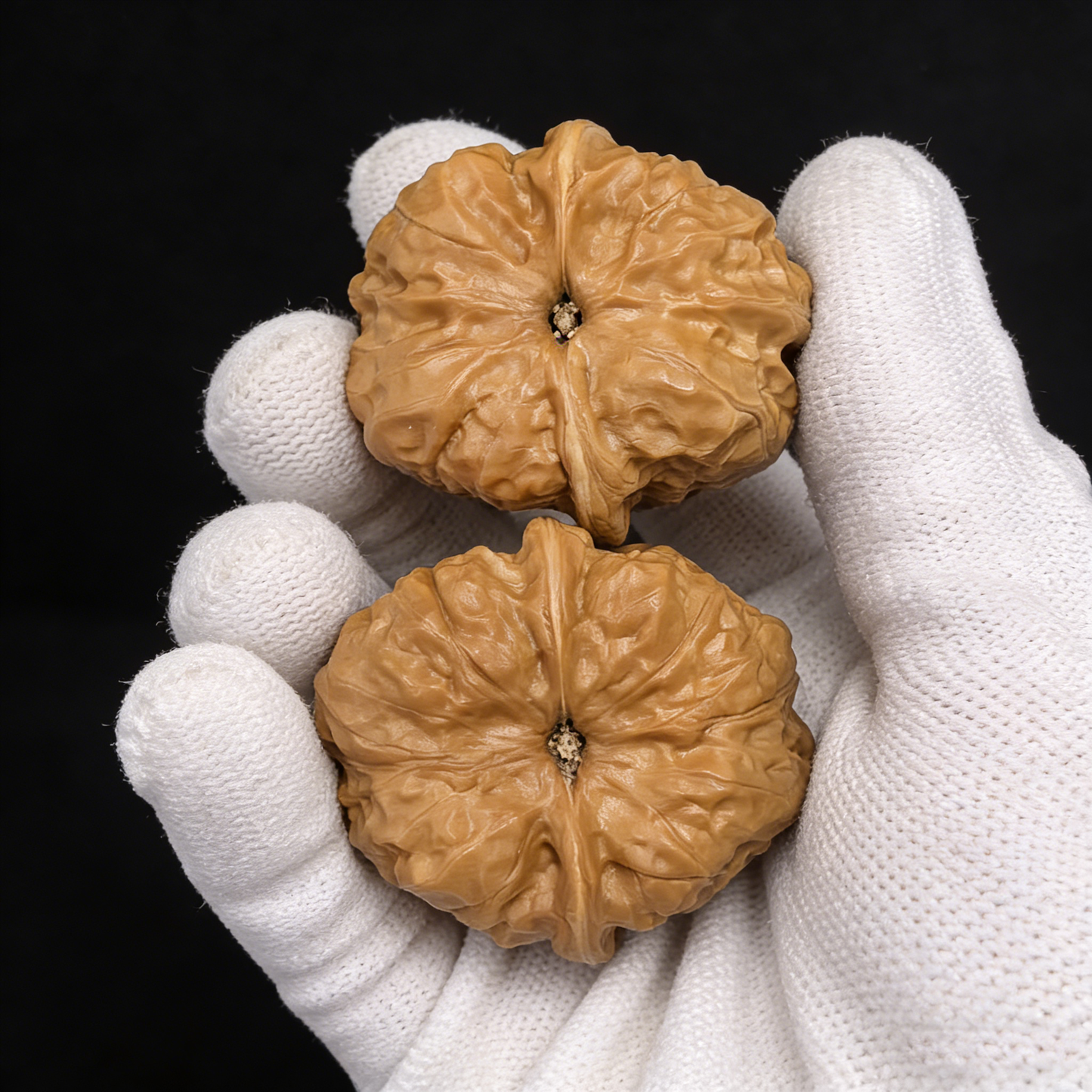 Pair of Unique #HMT-311 Toad Head Wenwan Walnut Hand Exercisers from ThePatinaProject, featuring a low-profile, classic design.