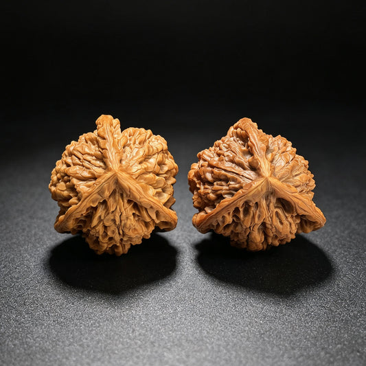 Three-Ribbed Giant Official's Hat (Da Guanmao Sanling) Scholar Walnuts Pair | Perfect 38.0mm x 38.0mm Isometric Profile | Collector Grade Masterpiece | Stock ID: DGMSN-02E - ThePatinaProject