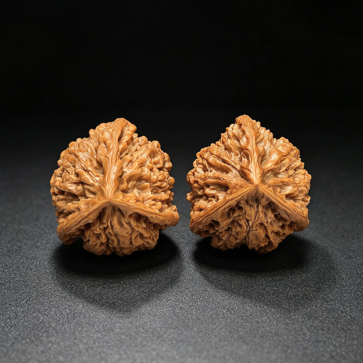 Three-Ribbed Official's Hat (Guanmao Sanling) Scholar Walnuts Pair | 38.0mm x 33.0mm | Collector Grade Masterpiece | Stock ID: GM-801S - ThePatinaProject