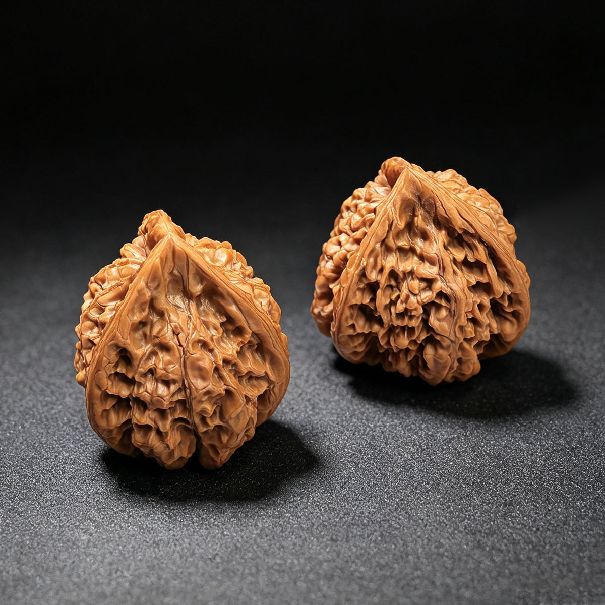 Three-Ribbed Official's Hat (Guanmao Sanling) Scholar Walnuts Pair | 38.0mm x 33.0mm | Collector Grade Masterpiece | Stock ID: GM-801S - ThePatinaProject