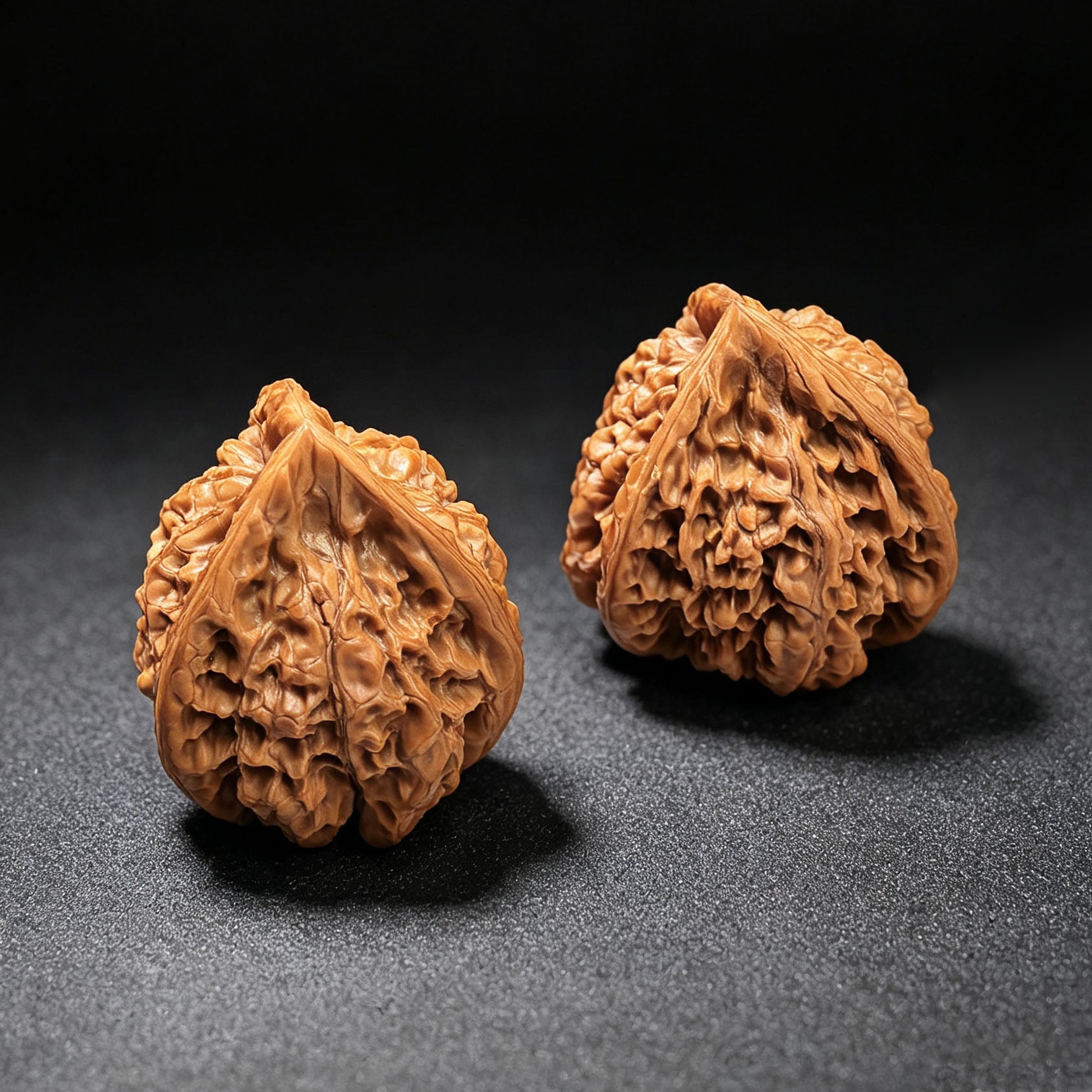 Three-Ribbed Official's Hat (Guanmao Sanling) Scholar Walnuts Pair | 38.0mm x 33.0mm | Collector Grade Masterpiece | Stock ID: GM-801S - ThePatinaProject