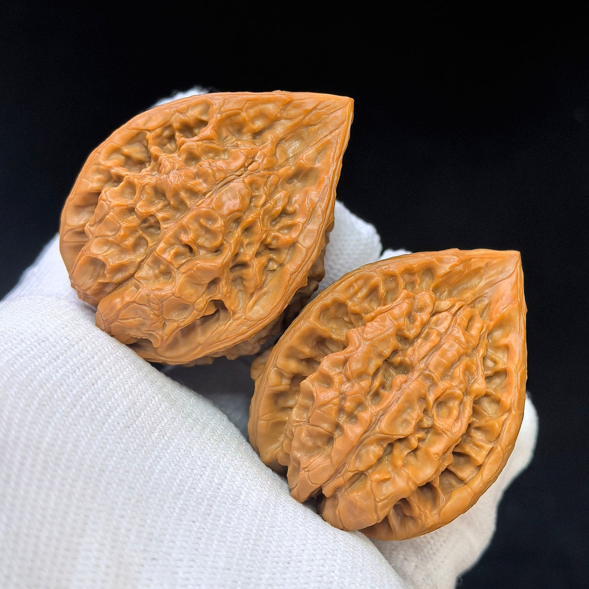 Three-Ribbed Official's Hat (Guanmao Sanling) Scholar Walnuts Pair | 38.0mm x 33.0mm | Collector Grade Masterpiece | Stock ID: GM-801S - ThePatinaProject